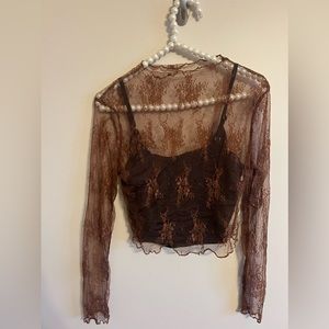 Brand new with tags Sheer lace 3/4 top with undershirt